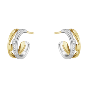 GEORG JENSEN - FUSION OPEN EARHOOP 1638 YG WG PAVÉ 0.19 CT