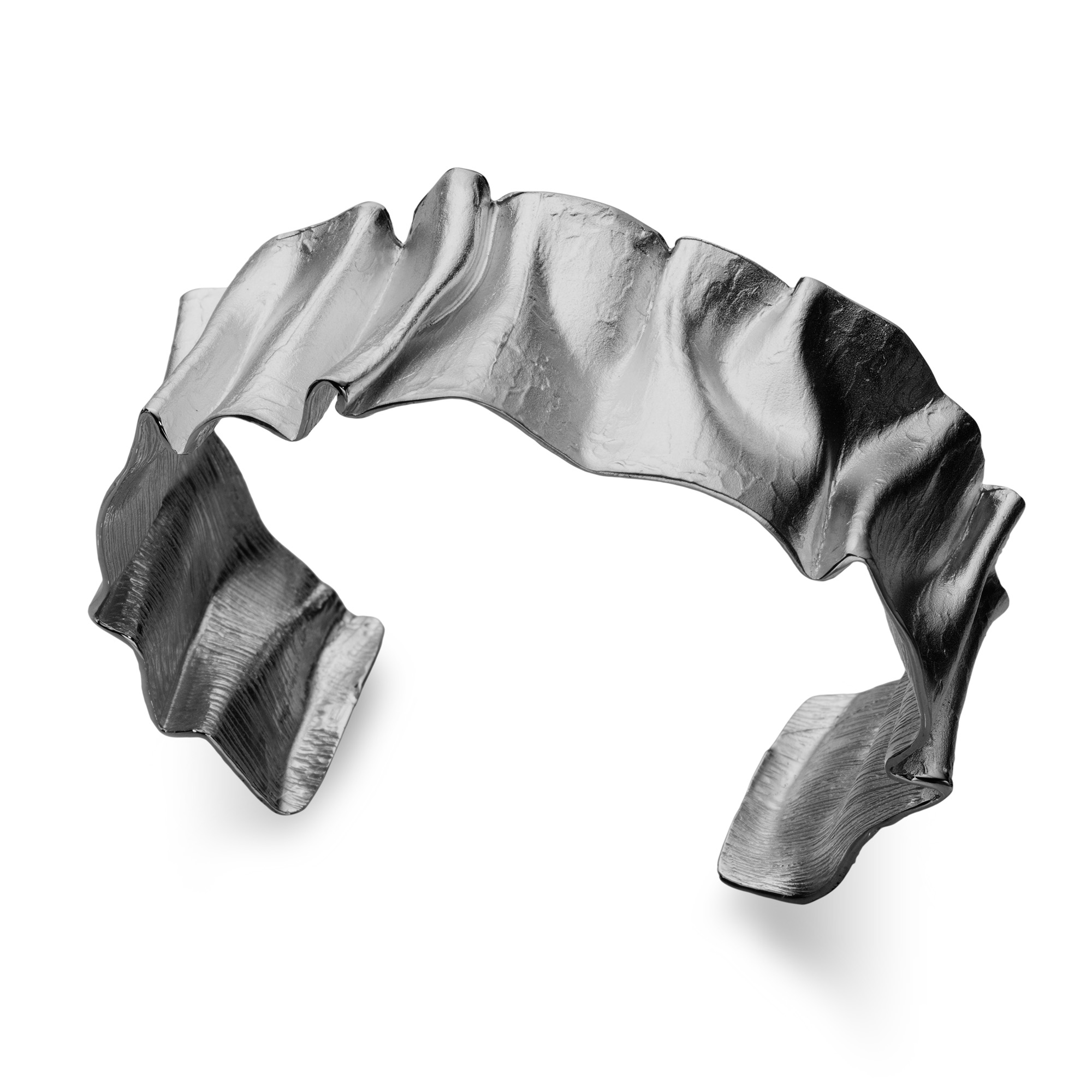 CATWALK EXCLUSIVE - Armring Wavy Hammers 925 oxiderat silver