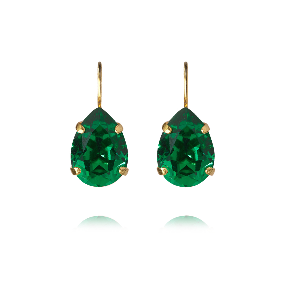 CAROLINE SVEDBOM - MINI DROP CLASP EARRINGS GOLD MAJESTIC GREEN