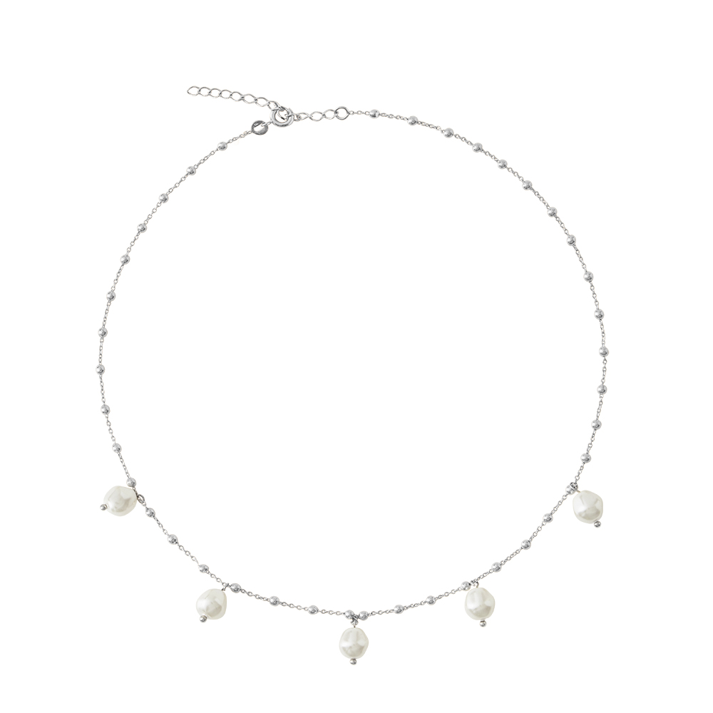 CAROLINE SVEDBOM - EMMY PEARL NECKLACE RHODIUM RHODIUM