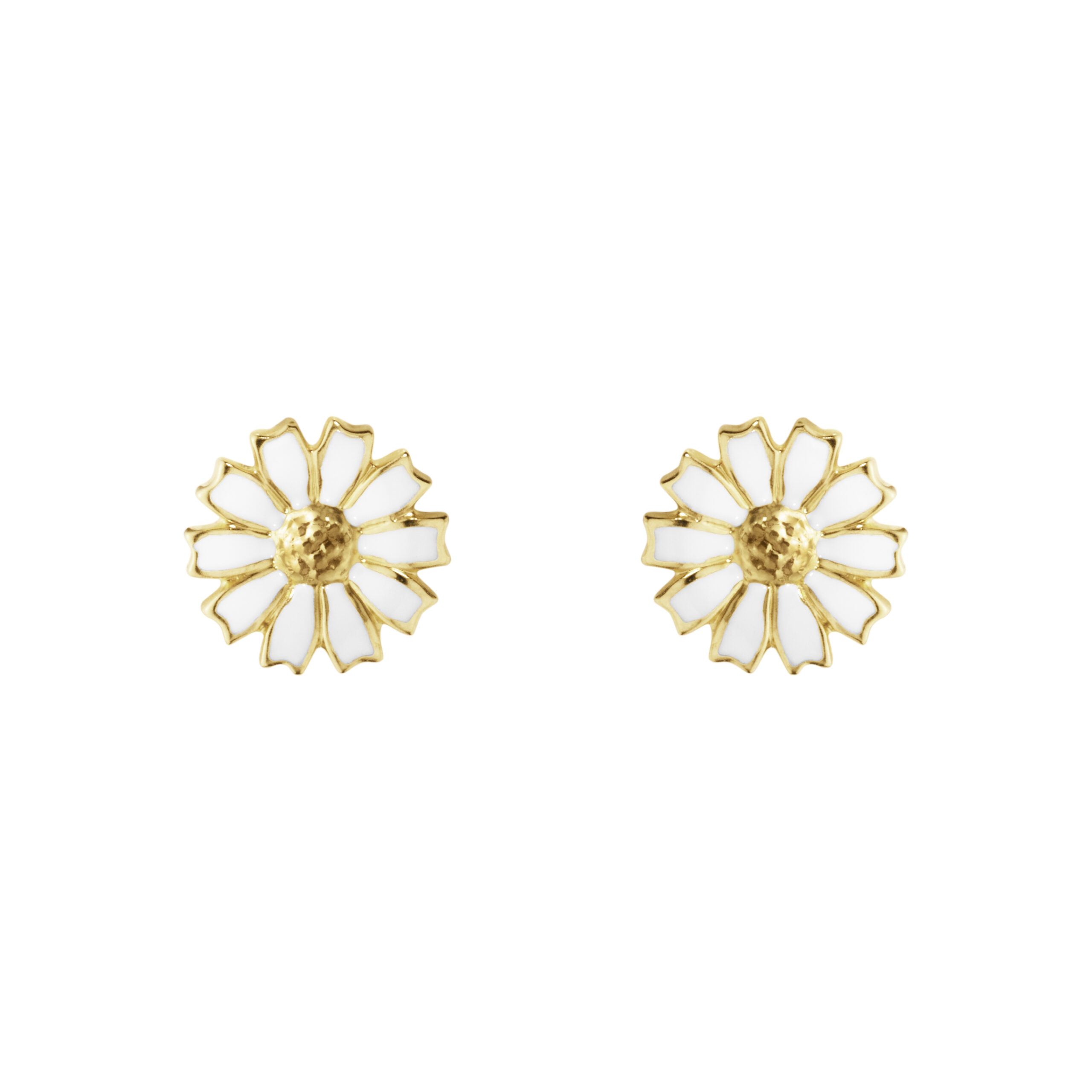 GEORG JENSEN - DAISY EARSTUD 2025 SILVER GP WHITE ENAMEL 7 MM