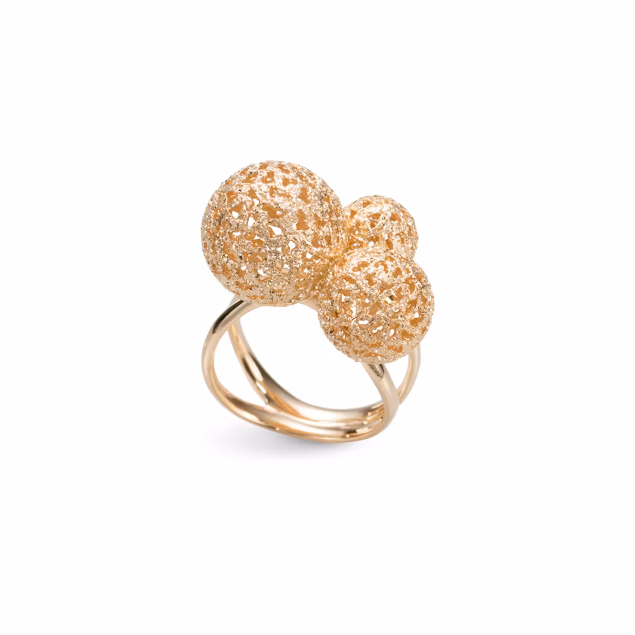 CW - Ring Triple beads 925 goldplated silver