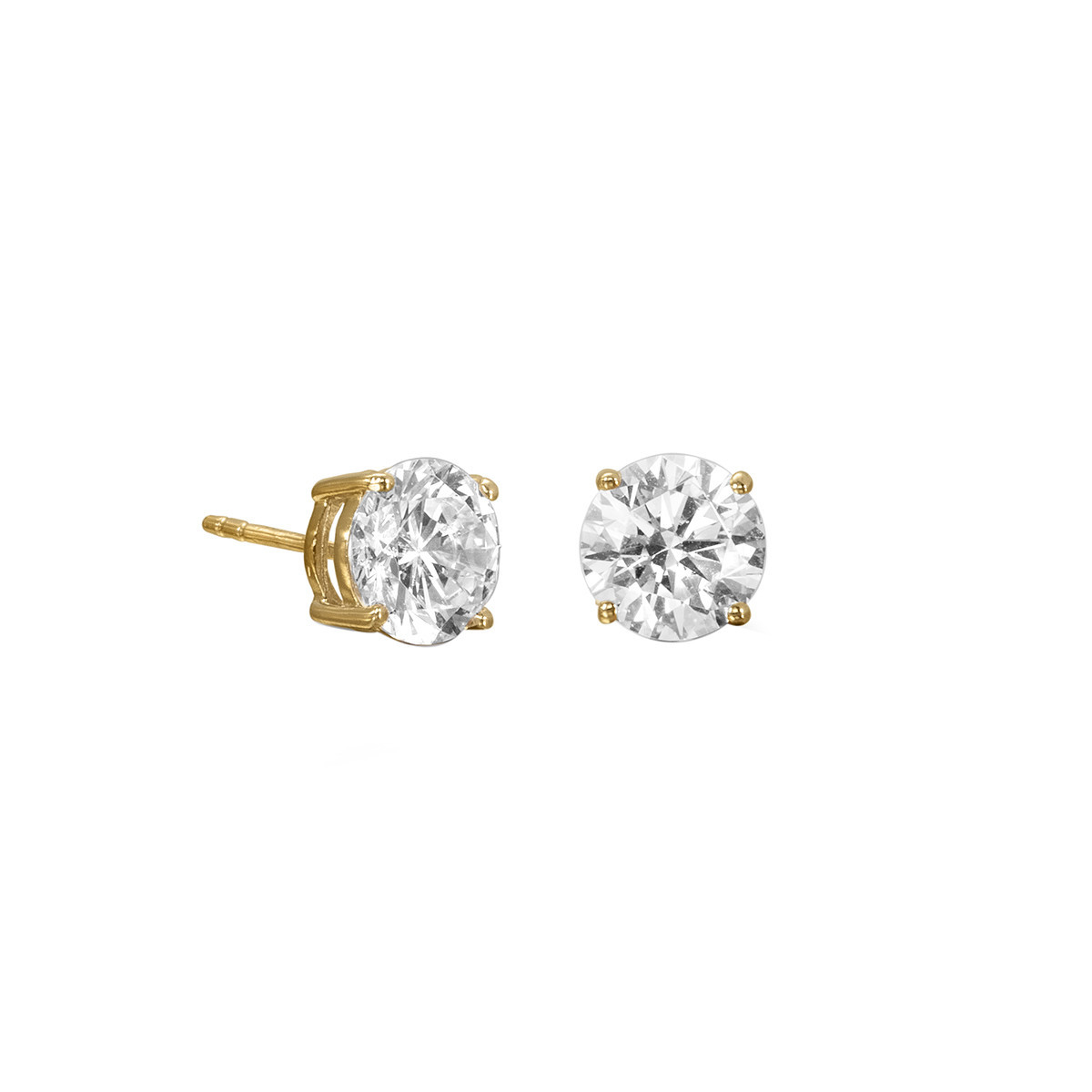 VIDAL & VIDAL - PENDIENTE CZ-6,5MM EARRINGS 925 STERLING SILVER 18KT GOLD PLATED