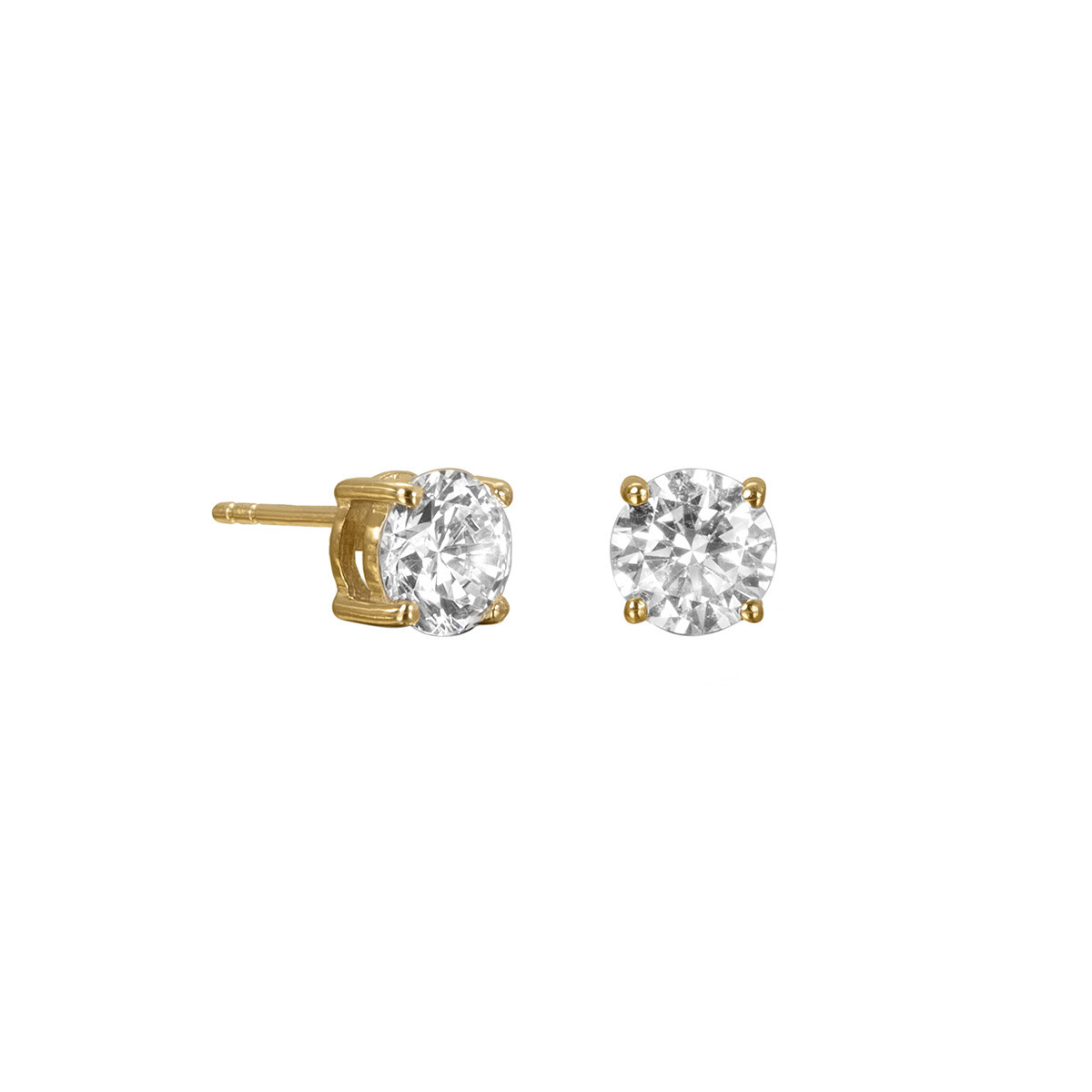 VIDAL & VIDAL - PENDIENTE CZ-6MM EARRINGS 925 STERLING SILVER 18KT GOLD PLATED