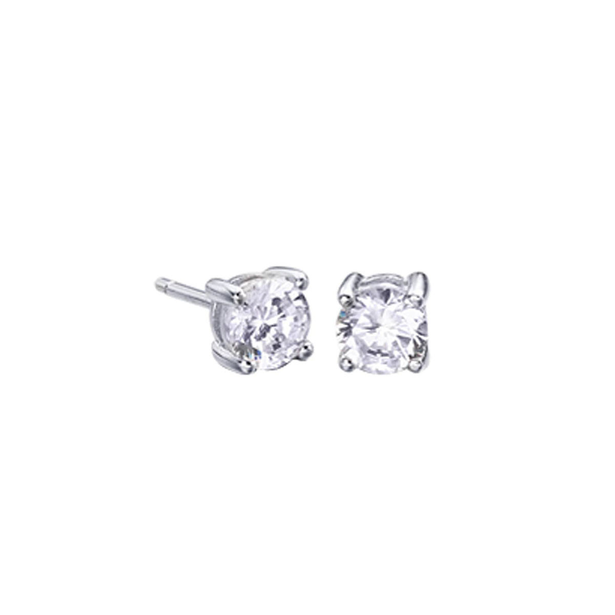 VIDAL & VIDAL - PENDIENTE CZ-5MM EARRINGS 925 SILVER PLATINUM PLATED