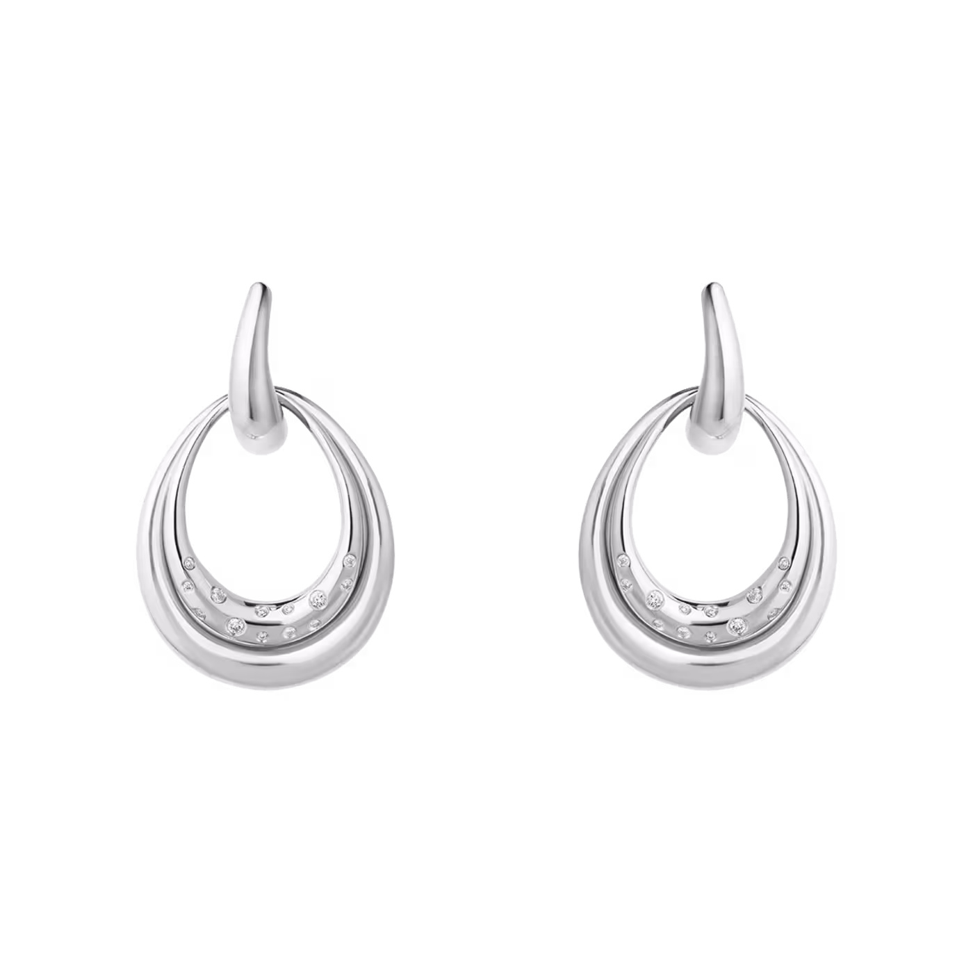 GEORG JENSEN - OFFSPRING EARRING 433E SILVER RH MEDIUM DIA 0.08 CT