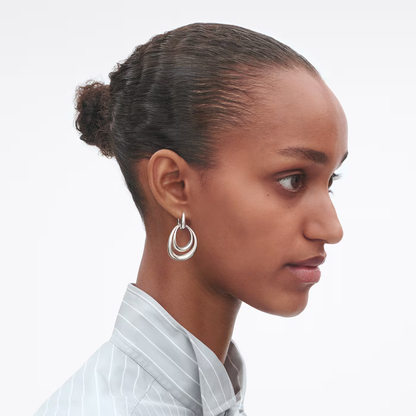 Alternative view of GEORG JENSEN - OFFSPRING DOUBLE ELEMENT EARRING 433F SILVER LARGE