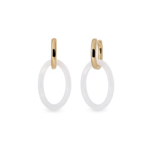 VIDAL & VIDAL - Earrings Clar hoops with beige acetate and resin