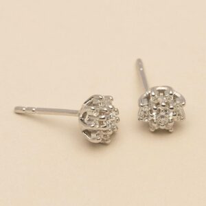 YLVA LI - Princess diamond flower stud - Silver