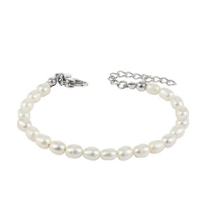 astrid & agnes - PRINCESS Armband Steel/Pearl