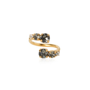 CS - HALO RING GOLD BLACK DIAMOND / CRYS