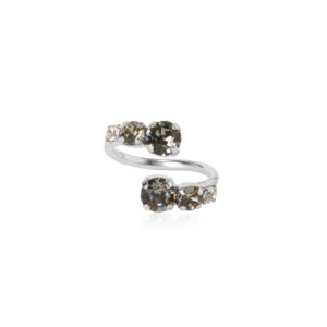 CS - HALO RING RHODIUM BLACK DIAMOND / CRYS