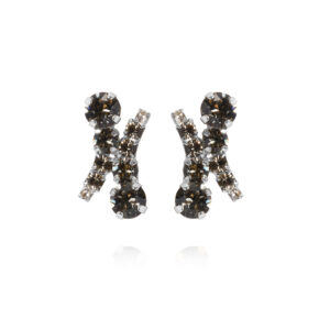 CS - HALO EARRINGS RHODIUM BLACK DIAMOND / CRYS