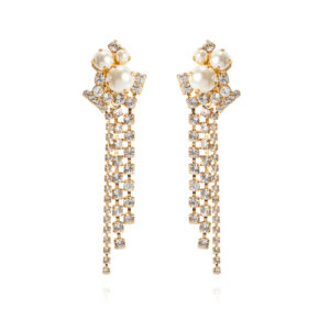 CS - MOLLY STATEMENT EARRINGS GOLD PEARL / CRYSTAL
