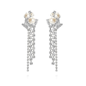 CS - MOLLY STATEMENT EARRINGS RHODIUM PEARL / CRYSTAL