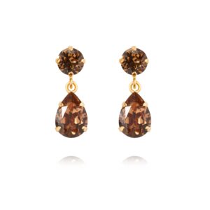 CS - MINI DROP EARRINGS GOLD ReC LIGHT SMOKED TOPAZ