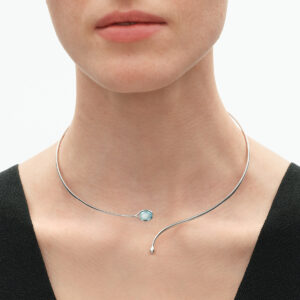 Alternative view of GEORG JENSEN - TORUN ARCHIVE NECKRING 666A SILVER SWISS TOPAZ