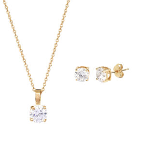 VIDAL & VIDAL - Pendant and earrings set Finish Gold Zirconia
