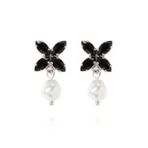 CAROLINE SVEDBOM - STAR PEARL EARRINGSRHODIUM PEARL / JET